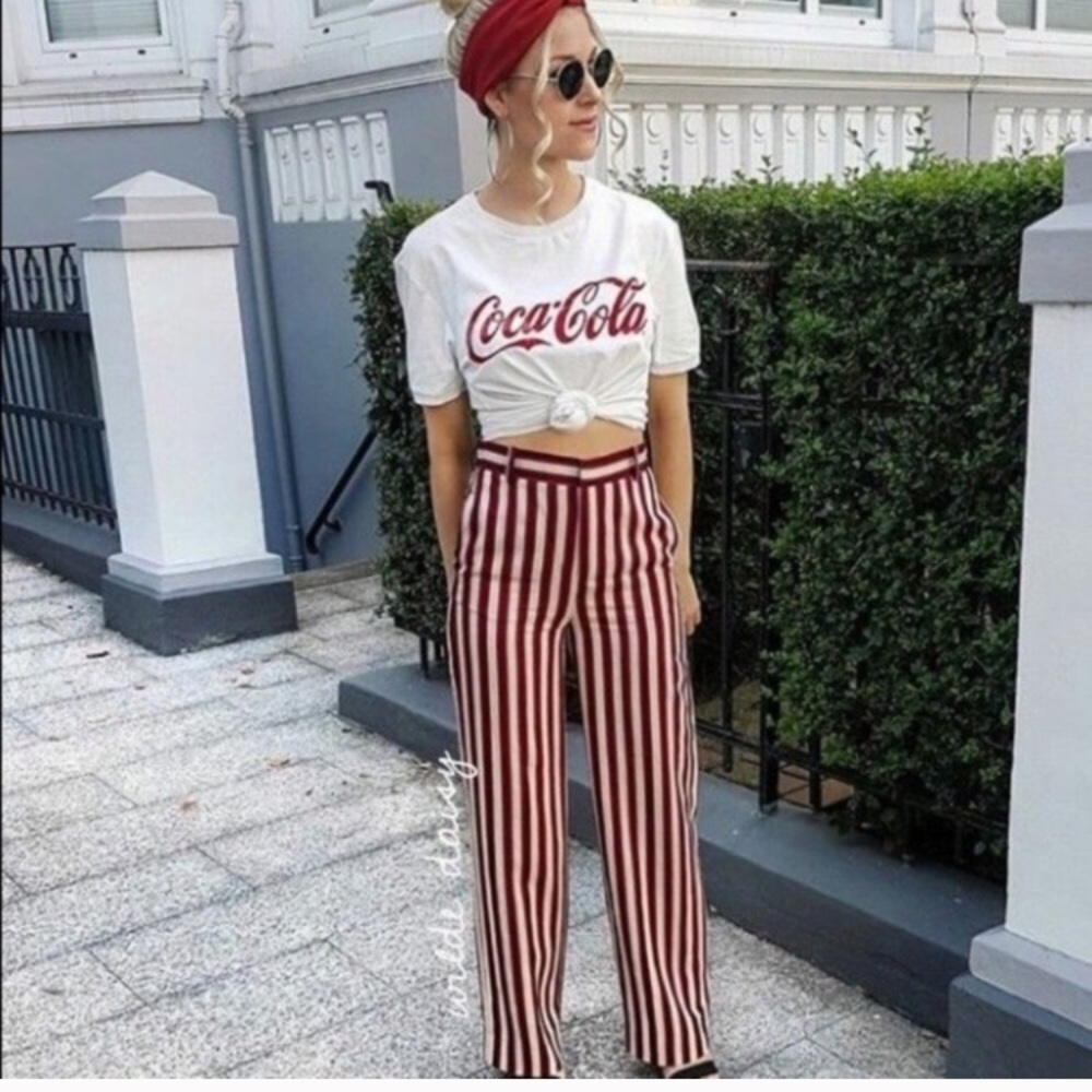 Zara Maroon Striped Trouser